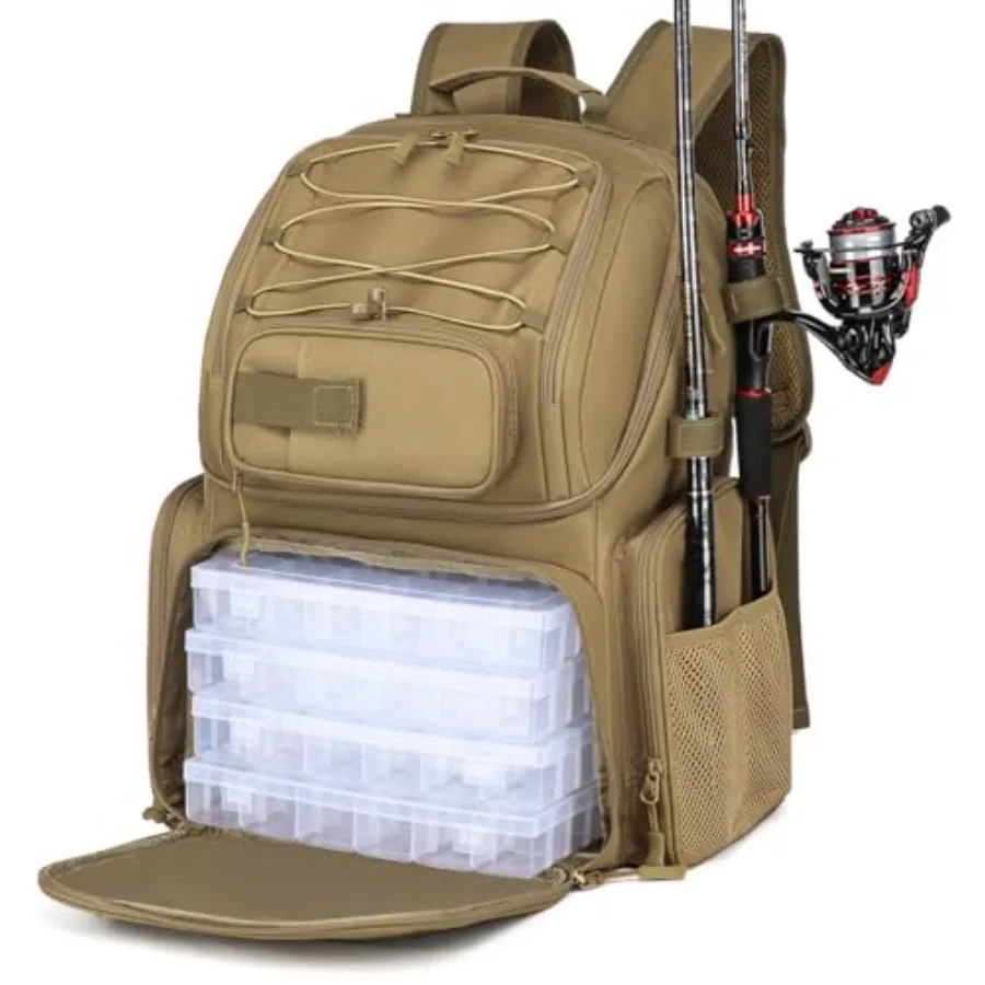Fishing Backpack with Tackle Boxes, 50L Fishing Tackle Bag with Cooler & Rod Holders, Waterproof Tackle Bag for Men
Fishing Backpack with Tackle Boxes, 50L Fishing Tackle Bag with Cooler & Rod Holders, Waterproof Tackle Bag for Men
