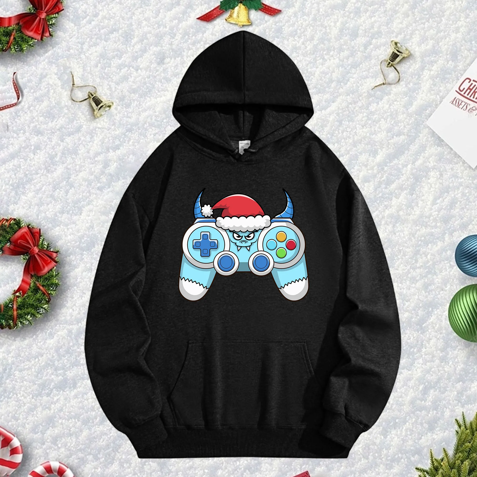 Черная толстовка с капюшоном Gamer Christmas 270G для мужчин и женщин, уютный флисовый пуловер большого размера для осенне-зимнего рождественского сезона
Черная толстовка с капюшоном Gamer Christmas 270G для мужчин и женщин, уютный флисовый пуловер большого размера для осенне-зимнего рождественского сезона