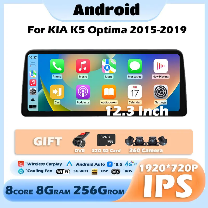 12.3‘’ For KIA K5 Optima 2015-2019 Android 14 1920*720P 4G LTE BT WIFI Carpaly Car Radio Player Navigation GPS Radio Multimedia
12.3‘’ For KIA K5 Optima 2015-2019 Android 14 1920*720P 4G LTE BT WIFI Carpaly Car Radio Player Navigation GPS Radio Multimedia