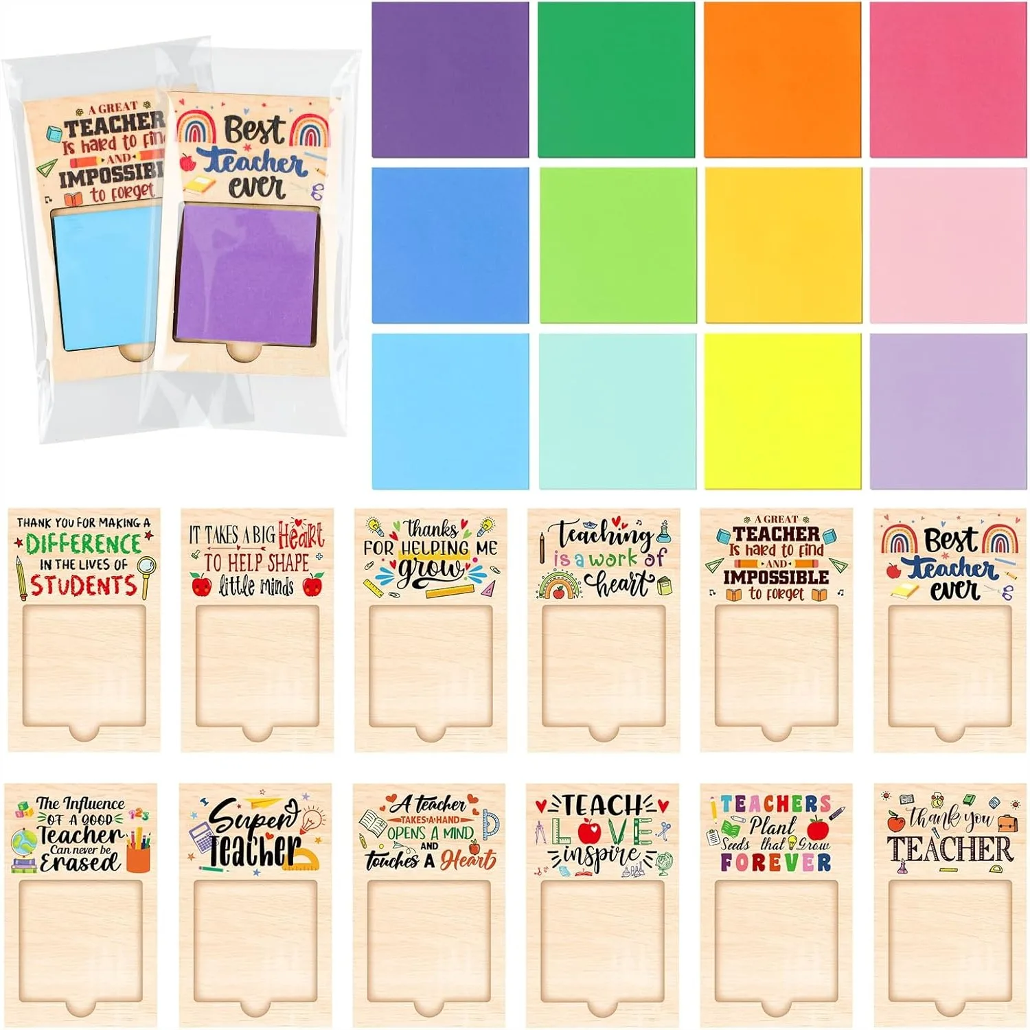 72 Pcs Teacher Thank You Gift Set Sticky Note Holders with Pads for Graduation Coworker Nurse Employee Appreciation Light Color
72 Pcs Teacher Thank You Gift Set Sticky Note Holders with Pads for Graduation Coworker Nurse Employee Appreciation Light Color
