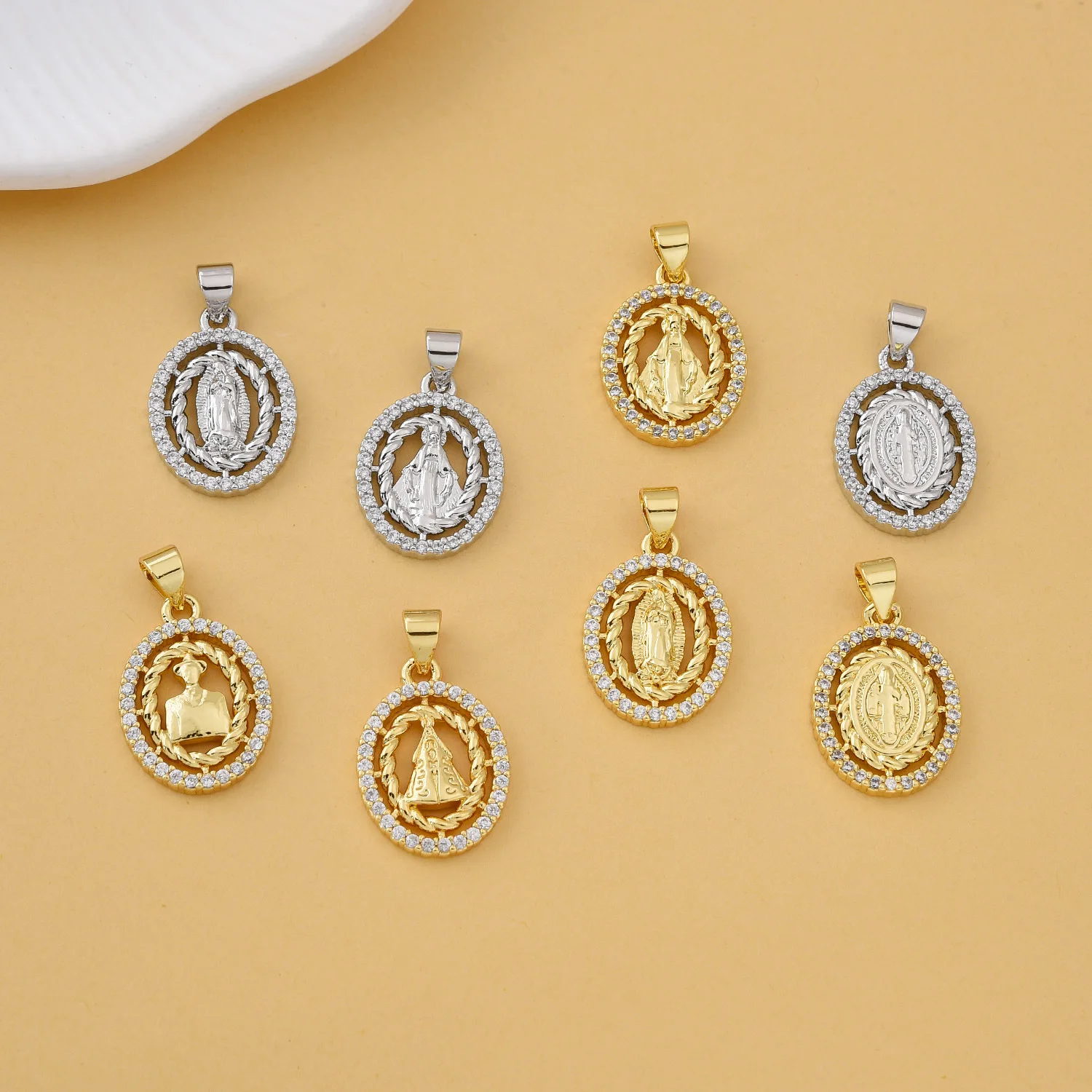 5 Pieces North American Copper Zircon Virgin Mary Oval Pendant Accessories DIY Pearl Necklace Jewelry Making Materials Wholesale
5 Pieces North American Copper Zircon Virgin Mary Oval Pendant Accessories DIY Pearl Necklace Jewelry Making Materials Wholesale