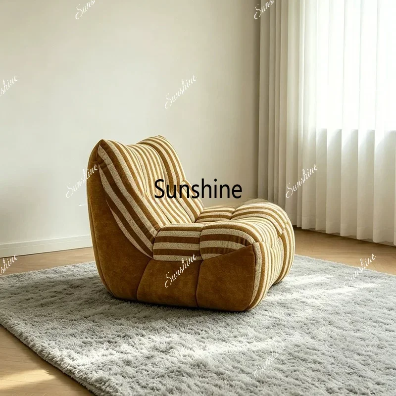 Medieval style caramel color striped lazy sofa wabi-sabi wind fabric leisure chair
Medieval style caramel color striped lazy sofa wabi-sabi wind fabric leisure chair