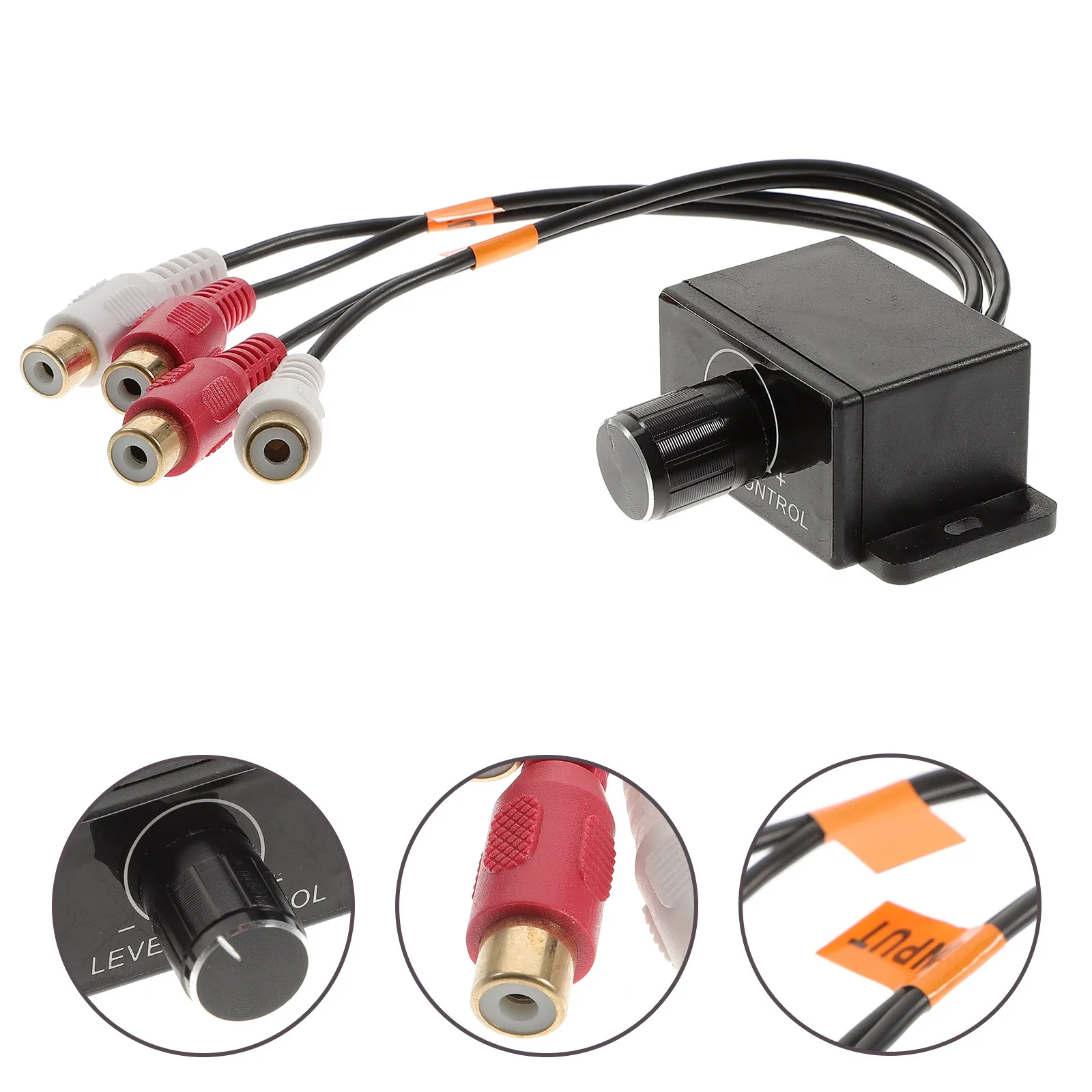 Car Stereo Rca Volume Gain Control Knob Remote Level Controller for Amplifier Bass Speaker 27Cm Metal Casing Audio Signal