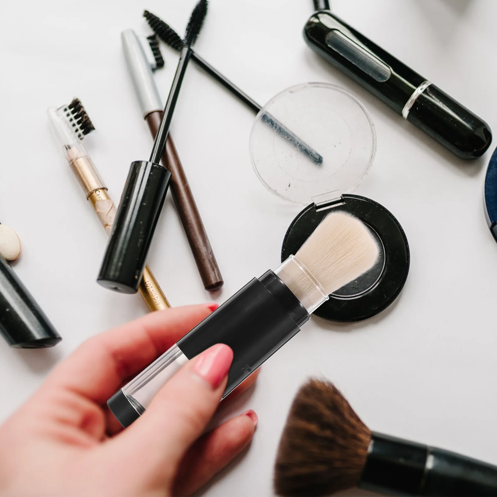 Press-to-Open Refillable Powder Brush Integrated Container Soft Dense Bristles Ideal for Foundation Blush Highlighter on-The-Go
Press-to-Open Refillable Powder Brush Integrated Container Soft Dense Bristles Ideal for Foundation Blush Highlighter on-The-Go