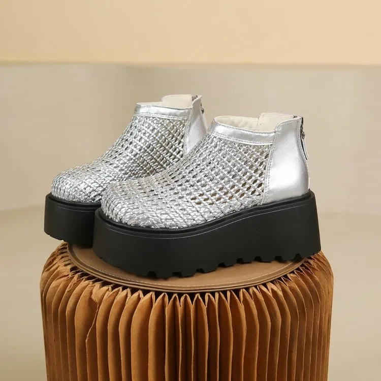 Women's Hollow Out Mesh Platform Ankle Boots, Breathable Back Zipper Wedge Casual Booties Lightweight Non-slip Summer Shoes
Women's Hollow Out Mesh Platform Ankle Boots, Breathable Back Zipper Wedge Casual Booties Lightweight Non-slip Summer Shoes