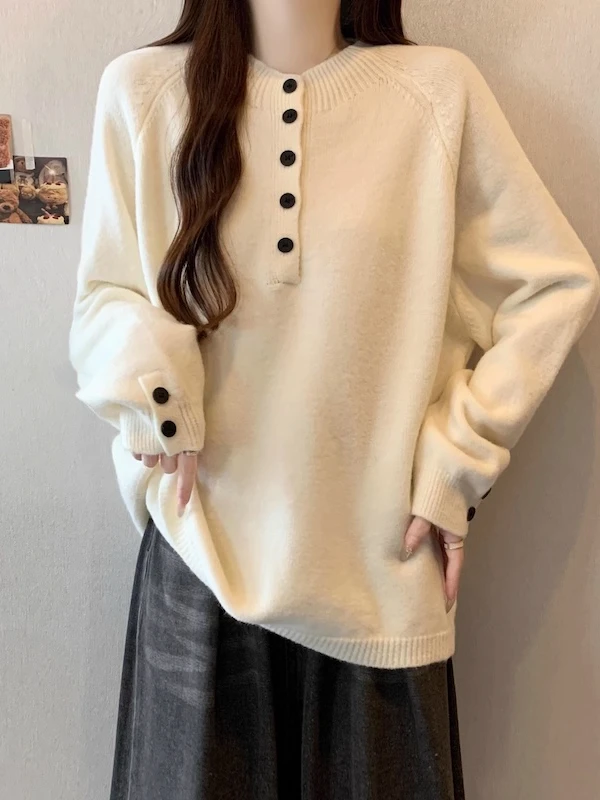 ay Button up Knitted Sweater Women's Loose Fit Autumn Winter New Sle Simple Base Layer Long Sve round Ne Warm Top
ay Button up Knitted Sweater Women's Loose Fit Autumn Winter New Sle Simple Base Layer Long Sve round Ne Warm Top