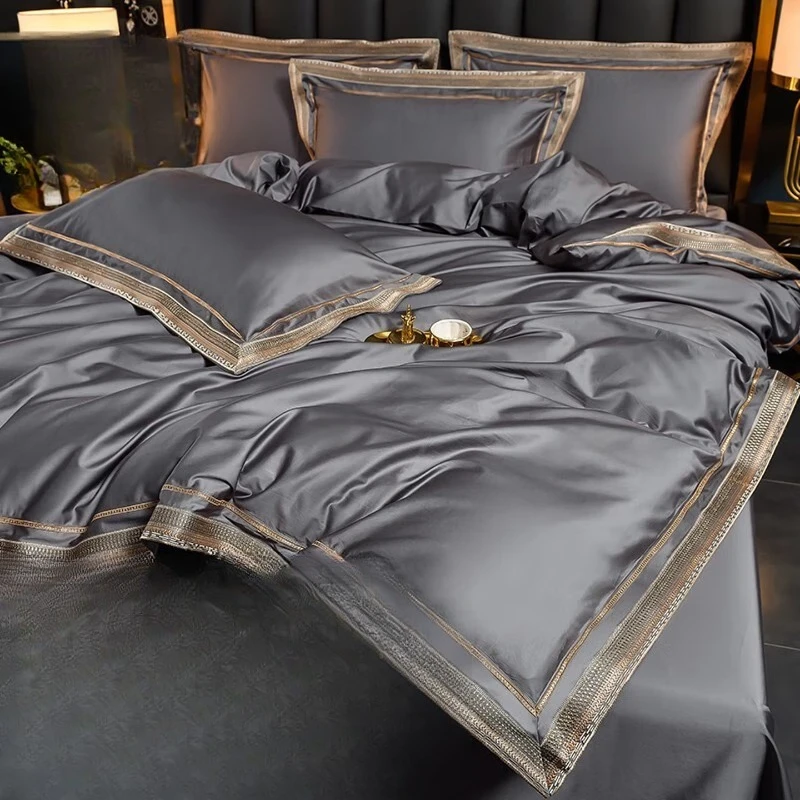 Four-piece set of pure cotton autumn and winter quilt cover, bed sheet, bed hat, high-grade light luxury bedding
Four-piece set of pure cotton autumn and winter quilt cover, bed sheet, bed hat, high-grade light luxury bedding