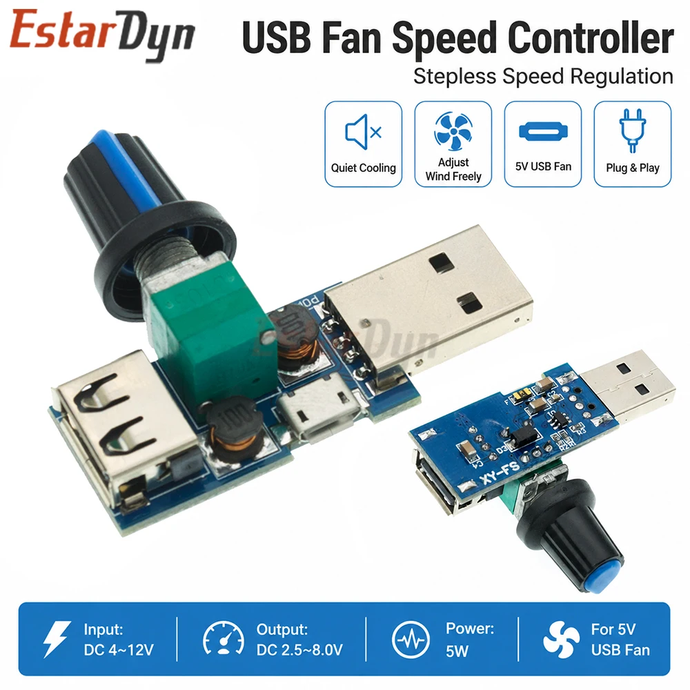 Estardyn DC 5V USB Mini Fan Speed Controller Stepless Voltage Regulator Quiet Module for DIY Cooling
Estardyn DC 5V USB Mini Fan Speed Controller Stepless Voltage Regulator Quiet Module for DIY Cooling