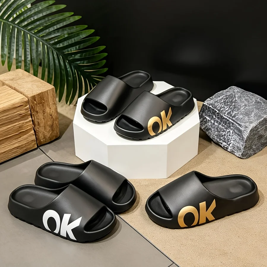 Women Personalized Stylish Solid Color Letter Printed Slippers Summer Beach Thick Bottom Comfy Soft Sole Shoes Men Casual Shoes
Women Personalized Stylish Solid Color Letter Printed Slippers Summer Beach Thick Bottom Comfy Soft Sole Shoes Men Casual Shoes