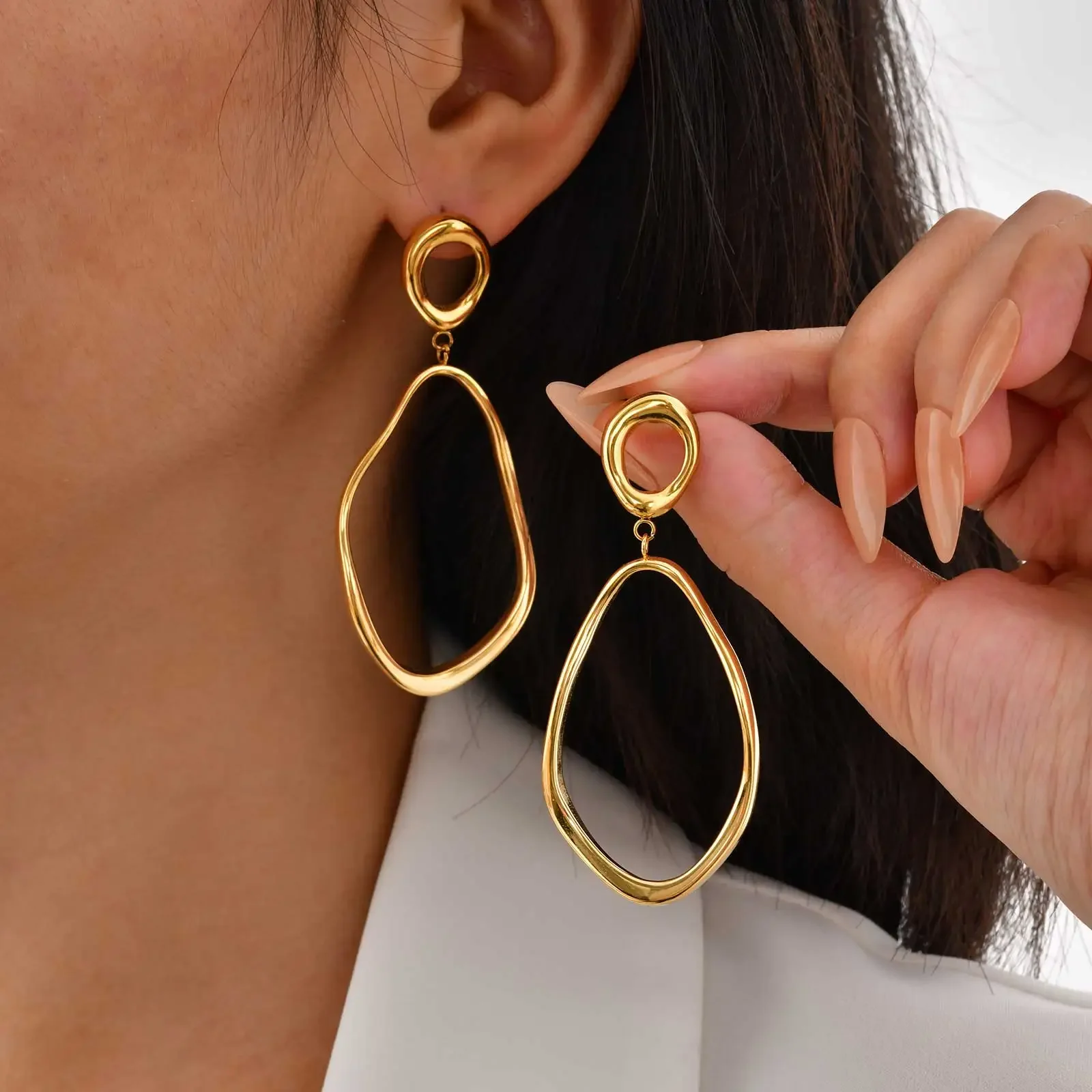 Geometric Irregular Lines Oval Drop Earrings, Minimalist Stainless Steel 18K Gold Plated Earrings,Trendy Party Jewelry for Women
Geometric Irregular Lines Oval Drop Earrings, Minimalist Stainless Steel 18K Gold Plated Earrings,Trendy Party Jewelry for Women