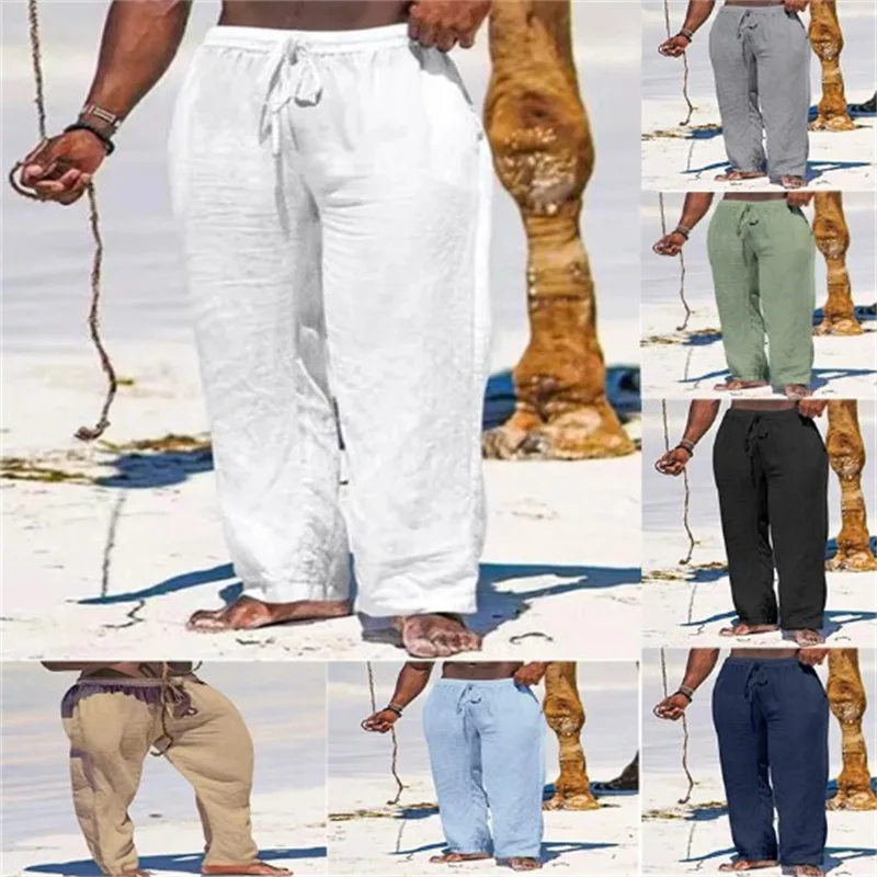Men's Casual Pants Cotton and Linen Solid Color Drawstring Breathable Outdoor Loose Straight Leg Pants for Men
Men's Casual Pants Cotton and Linen Solid Color Drawstring Breathable Outdoor Loose Straight Leg Pants for Men