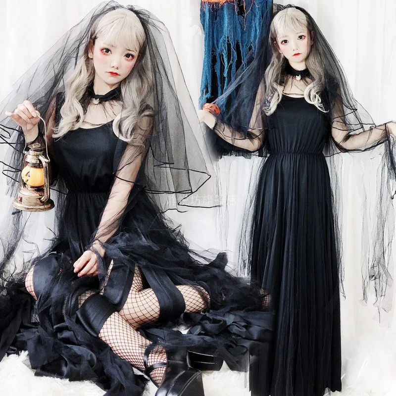Halloween Costume for Women Ghost Bride Cosplay Long Dress Black and White Vampire Witch Queen Anime Disfraz Vestidos
Halloween Costume for Women Ghost Bride Cosplay Long Dress Black and White Vampire Witch Queen Anime Disfraz Vestidos