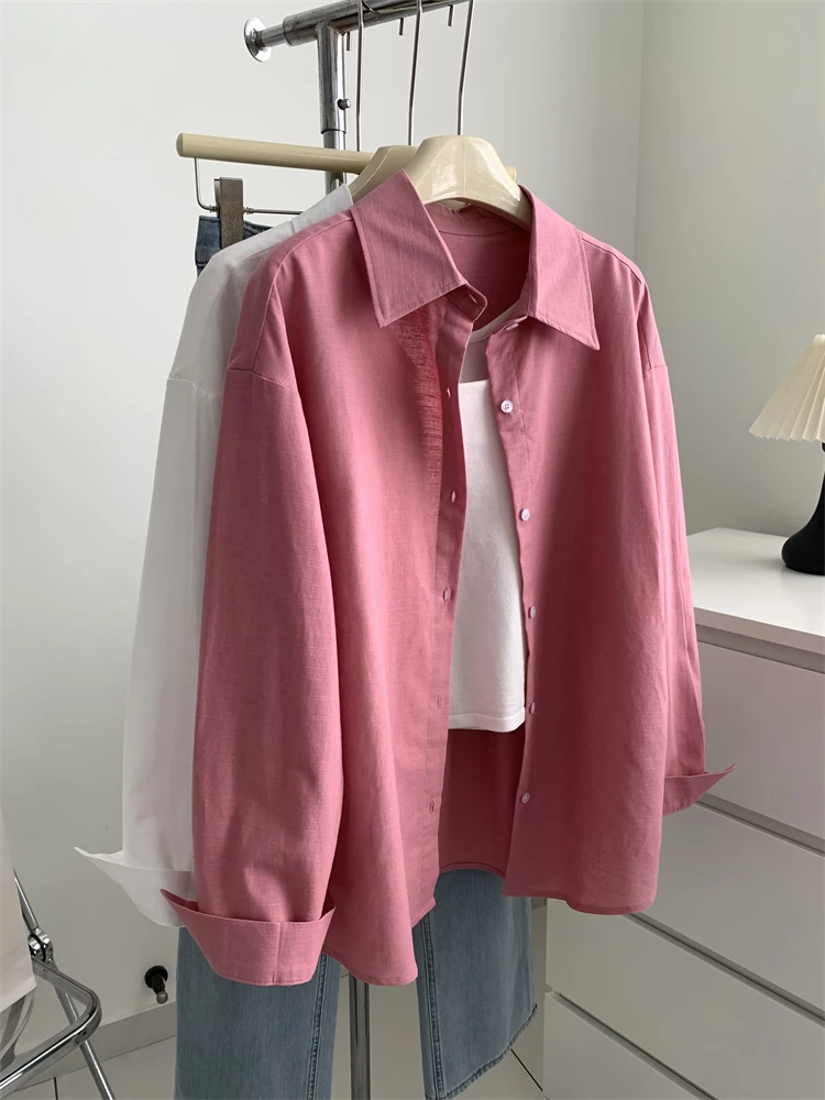 Washed Cotton Linen Pink Shirts Sun Protection Women, Loose Casual Collar Shirt, Cardigan, Air-conditioned Shirt
Washed Cotton Linen Pink Shirts Sun Protection Women, Loose Casual Collar Shirt, Cardigan, Air-conditioned Shirt