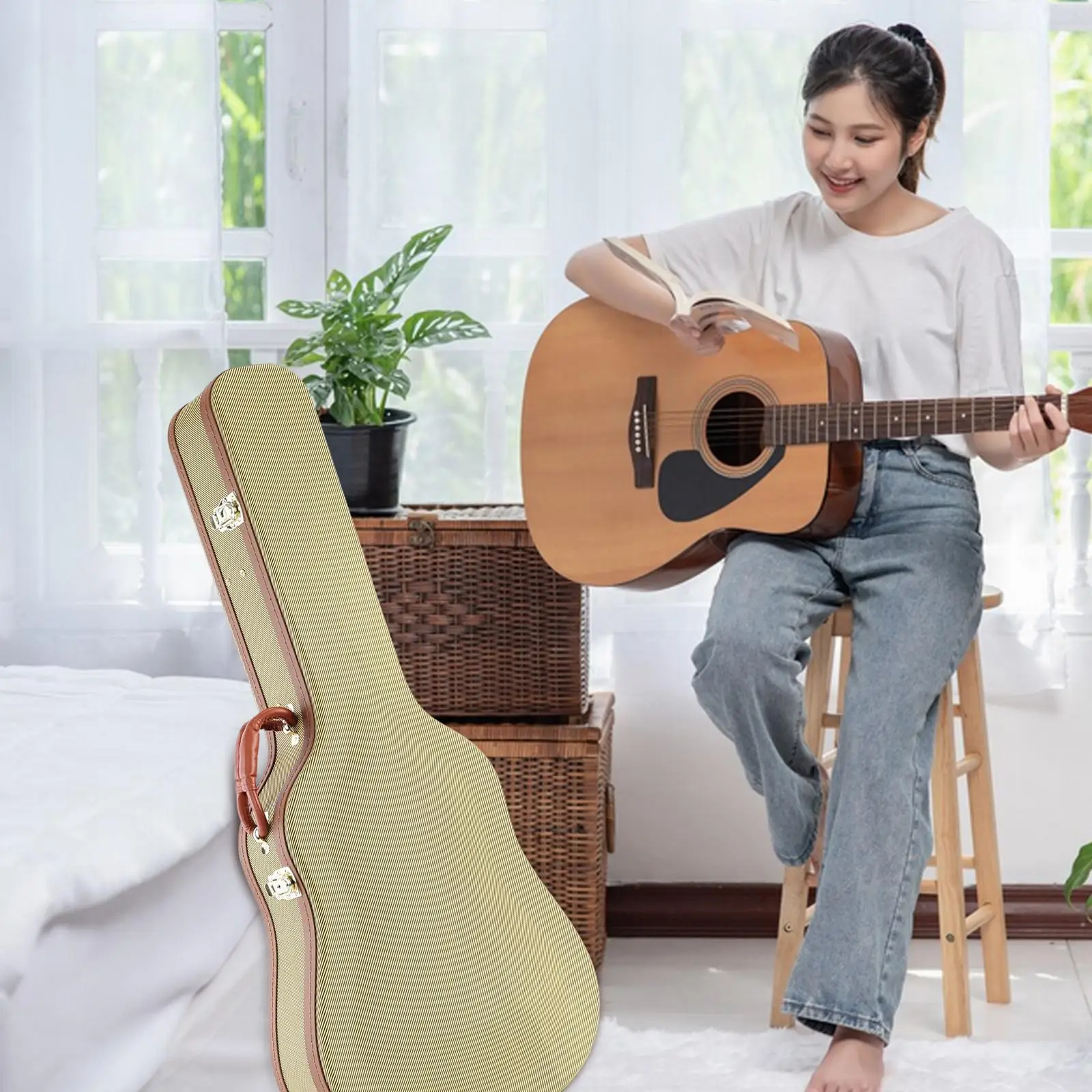 40'' 41'' Guitar Case Dust Cover Storage Space Sponge Lining Carry Handle Hard Shell Case Adjustable Shoulder Strap for Show
40'' 41'' Guitar Case Dust Cover Storage Space Sponge Lining Carry Handle Hard Shell Case Adjustable Shoulder Strap for Show