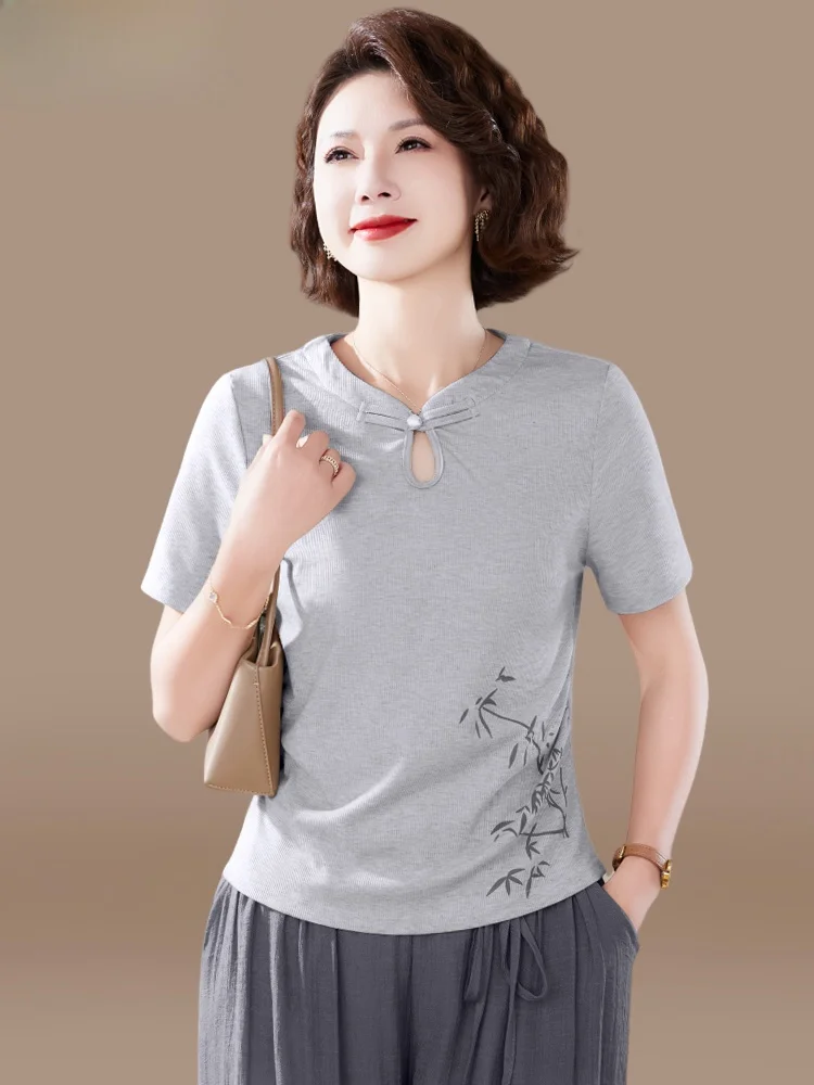 Young Mom Summer Outfit Set New Chinese Style Short Sleeve T-Shirt Wide Leg Pants Women's Fashion Loose Fit Polyester Blend
Young Mom Summer Outfit Set New Chinese Style Short Sleeve T-Shirt Wide Leg Pants Women's Fashion Loose Fit Polyester Blend