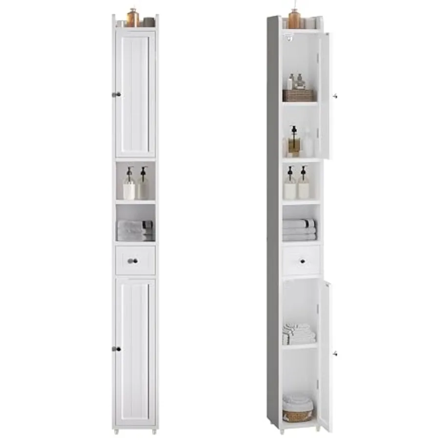 Narrow Bathroom Storage Cabinet with Adjustable Shelves, Tall Storage Cabinet with 2 Doors and 1 Drawer, Freestanding Cupboard
Narrow Bathroom Storage Cabinet with Adjustable Shelves, Tall Storage Cabinet with 2 Doors and 1 Drawer, Freestanding Cupboard