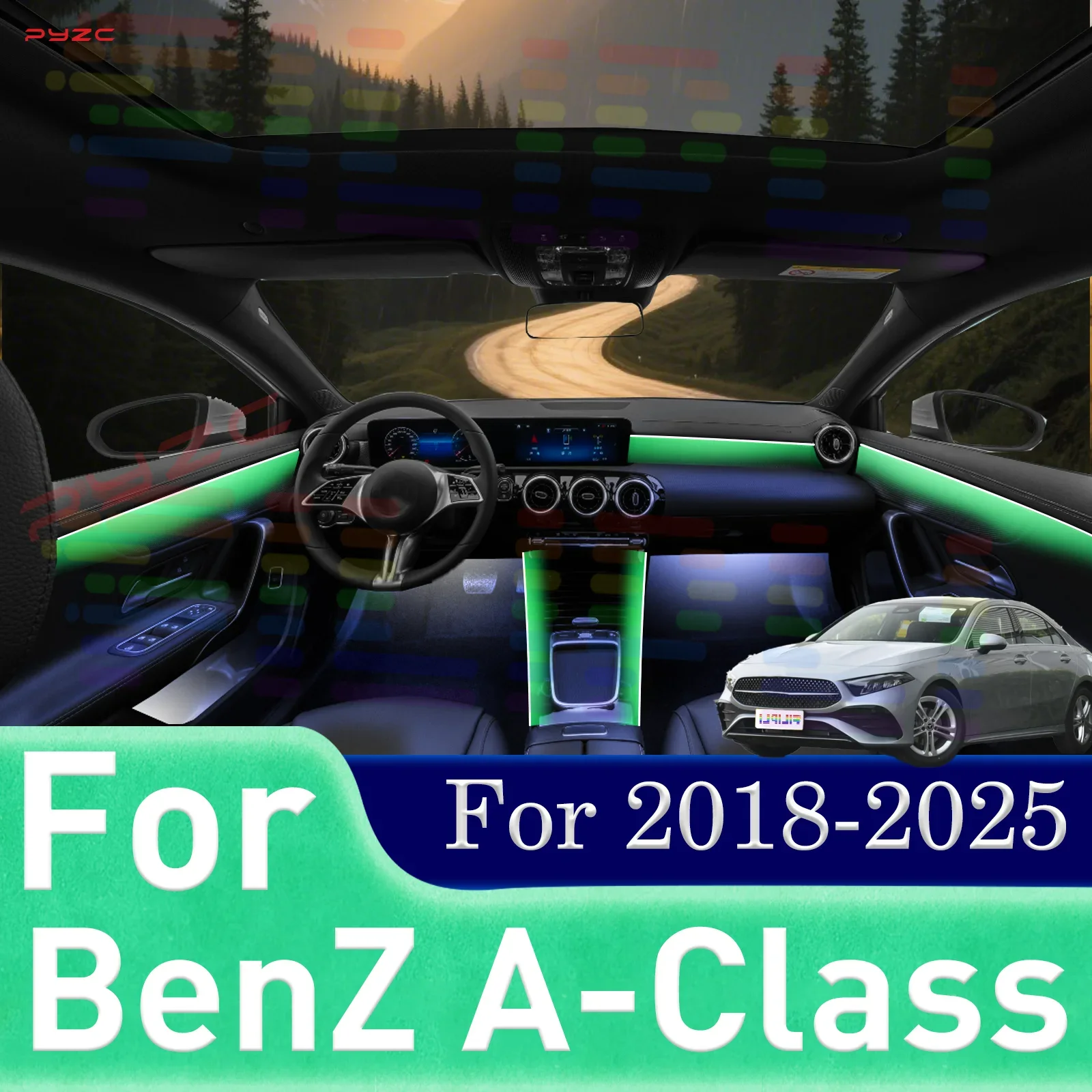 Для BenZ A-Class для 2018-2025, управление через приложение, 64-цветный RGB симфонический интерьер автомобиля, акриловая направляющая, светодиодная лента, декор лампы
Для BenZ A-Class для 2018-2025, управление через приложение, 64-цветный RGB симфонический интерьер автомобиля, акриловая направляющая, светодиодная лента, декор лампы