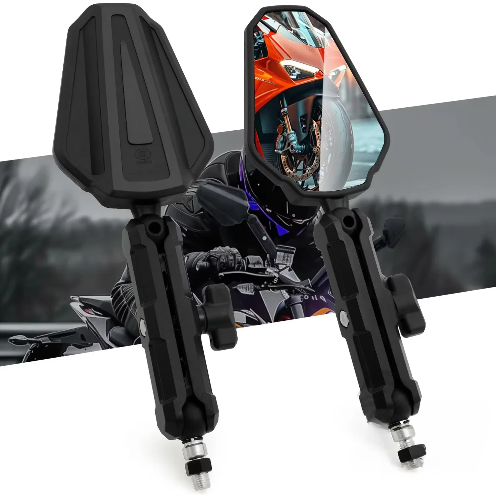 Universal Motorcycle Mirrors Angle Adjustable Folding Handlebar Side Mirror Compatible with Adventure Dirt Street Bike ATV
Universal Motorcycle Mirrors Angle Adjustable Folding Handlebar Side Mirror Compatible with Adventure Dirt Street Bike ATV