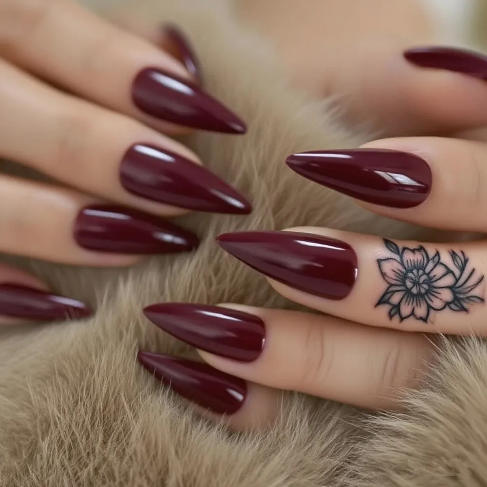 48Pcs Shiny Dark Brown Fake Nail With Glue Sticker DIY Acrylic Long Stiletto Press On Nails Full Cover Finger Tips Manicure Tool
48Pcs Shiny Dark Brown Fake Nail With Glue Sticker DIY Acrylic Long Stiletto Press On Nails Full Cover Finger Tips Manicure Tool