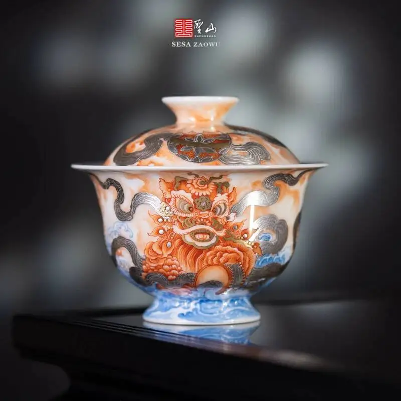 Sacred Mountain High-End Pastel Gold And Silver Alum Red Hand-Painted Lion Bowl, Cup, Tea Brewing Cover Bowl
Sacred Mountain High-End Pastel Gold And Silver Alum Red Hand-Painted Lion Bowl, Cup, Tea Brewing Cover Bowl