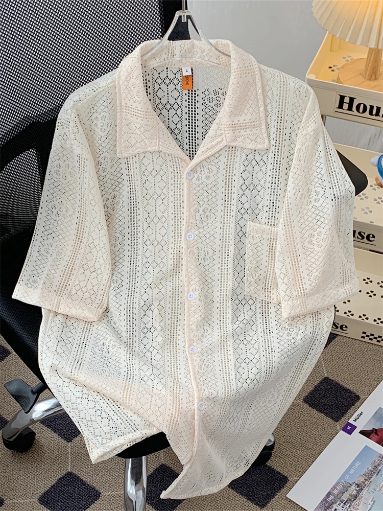 American Retro Cuban Collar Hollow out Short Sleeve Casual Loose Lightweight Breathable Men's Shirt Summer Thin Version
American Retro Cuban Collar Hollow out Short Sleeve Casual Loose Lightweight Breathable Men's Shirt Summer Thin Version