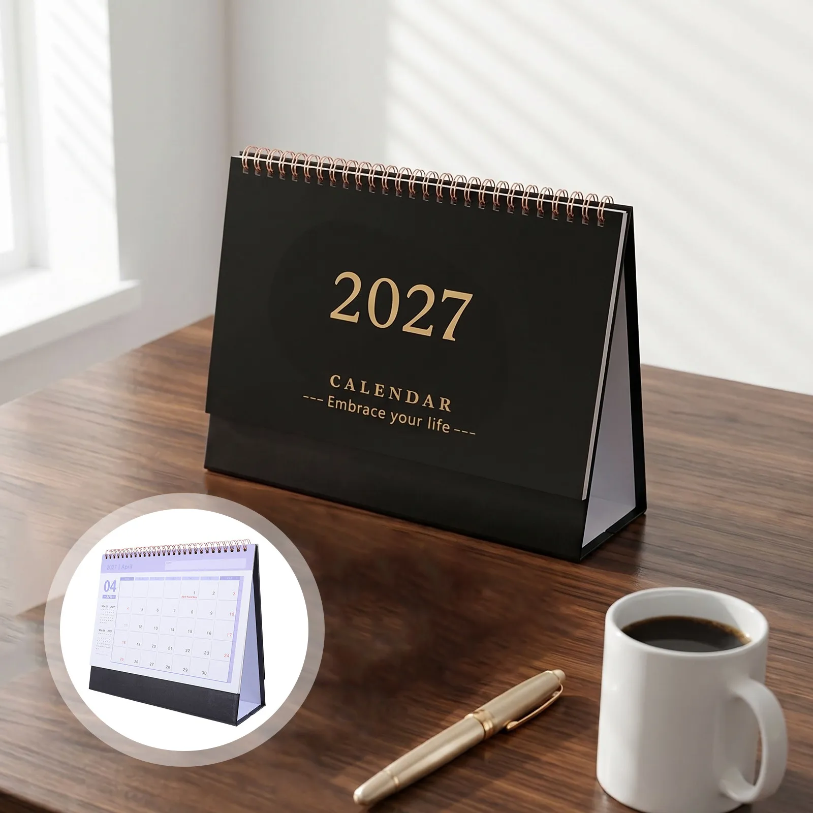 Mini Desk Calendar 2027 Standing Small Monthly Desktop Flip Calendar Black Thick Paper Twin-Wire Binding Suitable for Office
Mini Desk Calendar 2027 Standing Small Monthly Desktop Flip Calendar Black Thick Paper Twin-Wire Binding Suitable for Office