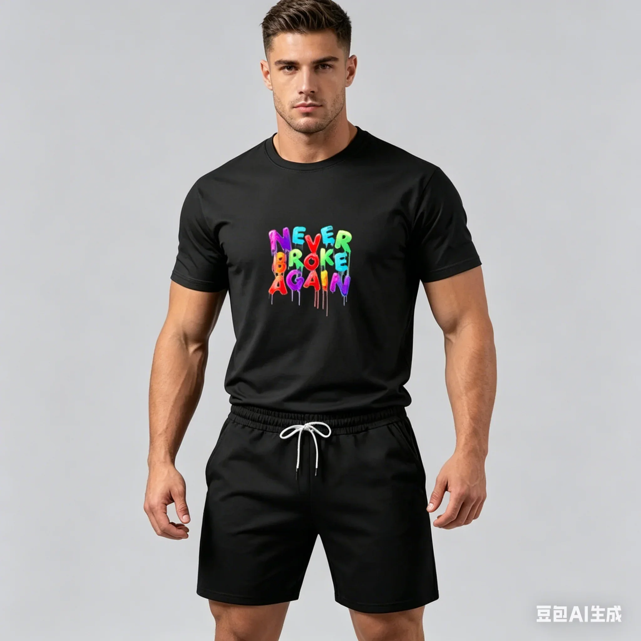 Never Broke Again Graphic Two Piece Set, Colorful Drip Print T-Shirt & Shorts, Casual Streetwear Tracksuit
Never Broke Again Graphic Two Piece Set, Colorful Drip Print T-Shirt & Shorts, Casual Streetwear Tracksuit