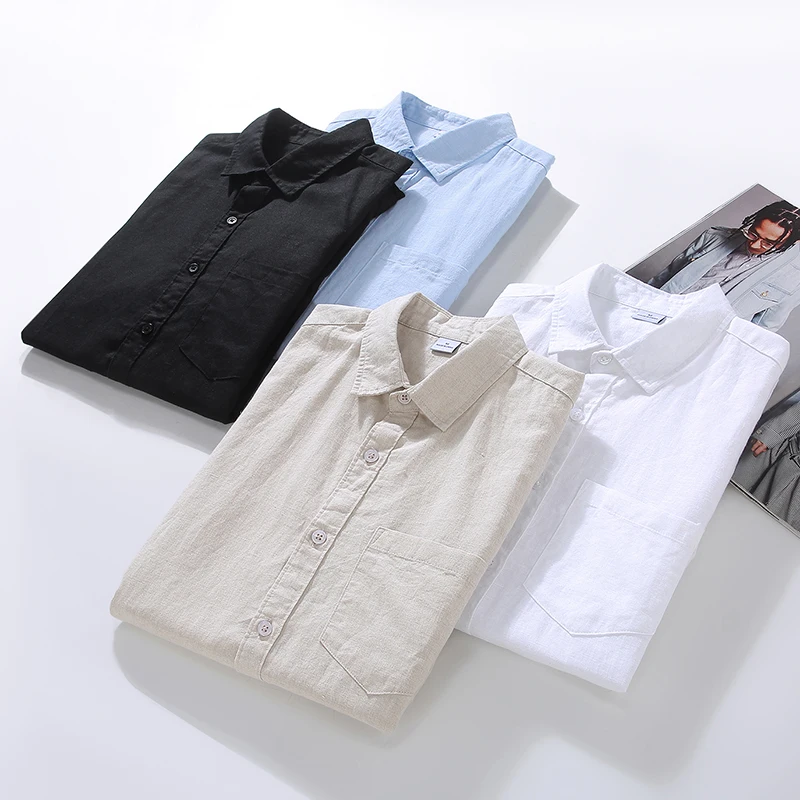 Breathable Thin Shirts For Men Short Sleeved Classic Solid Casual Summer Quality Cotton Linen Blends Loose Fit Camisas De Hombre
Breathable Thin Shirts For Men Short Sleeved Classic Solid Casual Summer Quality Cotton Linen Blends Loose Fit Camisas De Hombre