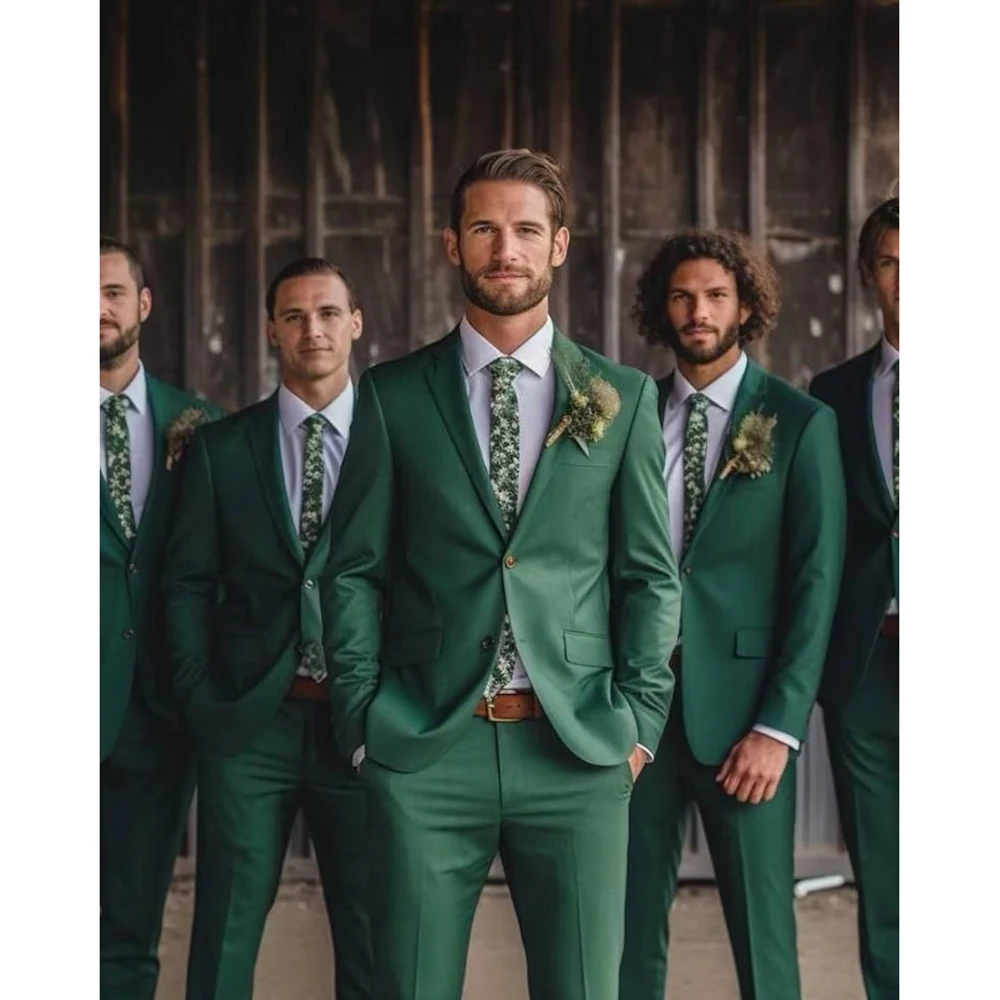 Wedding Men's Suits Green Full Set Single Breasted Peak Lapel 2 Piece Jacket Pants Set Best Men Outfits Male Clothing Tailor
Wedding Men's Suits Green Full Set Single Breasted Peak Lapel 2 Piece Jacket Pants Set Best Men Outfits Male Clothing Tailor