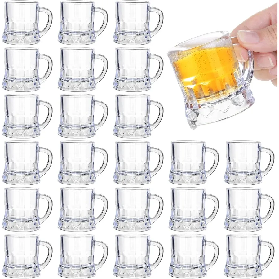 24 Mini Plastic Beer Mugs 2 Oz Shot Glasses with Handles Reusable Clear Beer Stein Tasting Glasses for Festivals Parties Weddin
24 Mini Plastic Beer Mugs 2 Oz Shot Glasses with Handles Reusable Clear Beer Stein Tasting Glasses for Festivals Parties Weddin