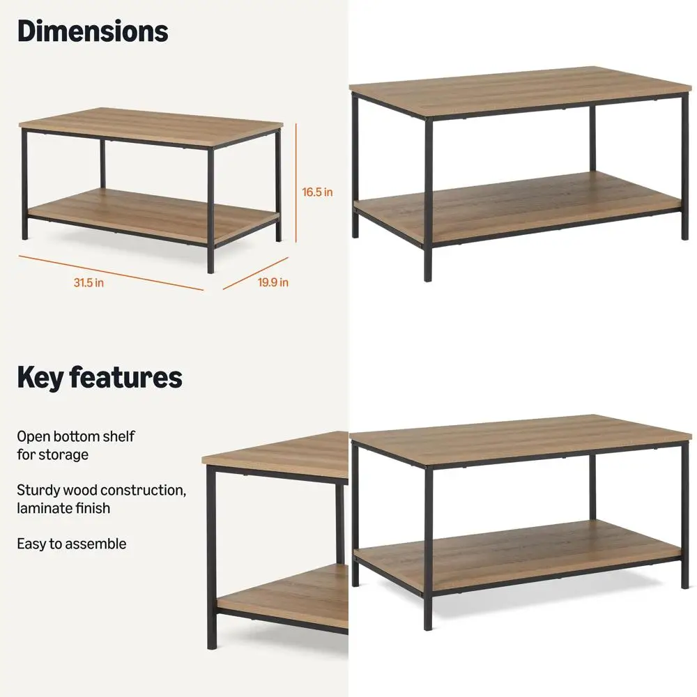 Wooden Rectangular Living Room Coffee Table with Shelf, 19.9 Diameter x 31.5 Width x 16.5 Height
Wooden Rectangular Living Room Coffee Table with Shelf, 19.9 Diameter x 31.5 Width x 16.5 Height