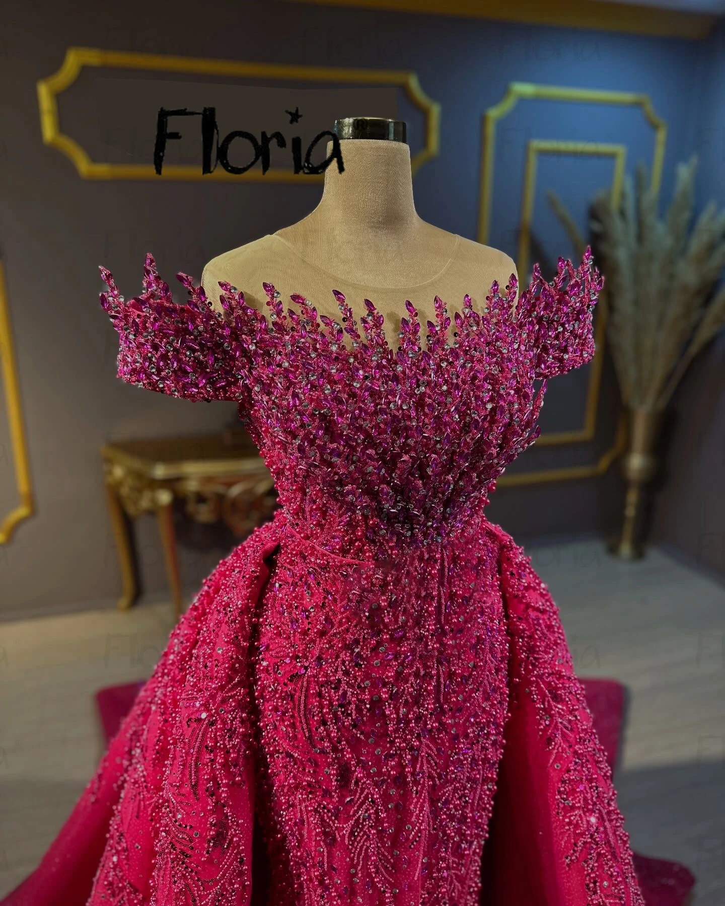 Gorgeous Fuchsia Mermaid Prom Dresses with Overskirts for Women 3D Lace Vestido De Noche Chapel Train Abendkleider Customized
Gorgeous Fuchsia Mermaid Prom Dresses with Overskirts for Women 3D Lace Vestido De Noche Chapel Train Abendkleider Customized