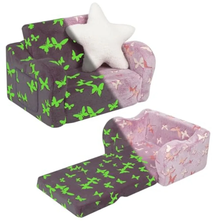 Toddler Couch 2-in-1 Soft Couch Fold Out with Star Pillow Foldable Sofa to Lounger Butterfly Glow in The Dark
Toddler Couch 2-in-1 Soft Couch Fold Out with Star Pillow Foldable Sofa to Lounger Butterfly Glow in The Dark