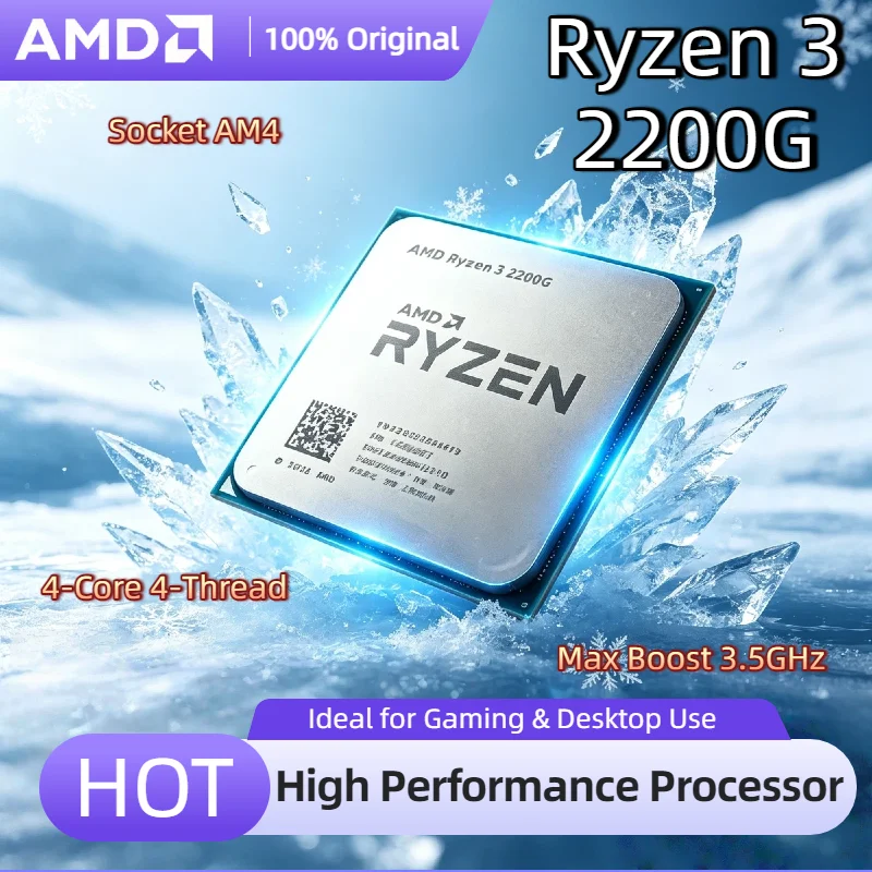 Socket AM4 AMD Ryzen 3 2200G R3 2200G 3.5GHz Base 3.7GHz Boost 4 Core 4 Thread CPU Processor 14nm Vega 8 Graphics Tray
Socket AM4 AMD Ryzen 3 2200G R3 2200G 3.5GHz Base 3.7GHz Boost 4 Core 4 Thread CPU Processor 14nm Vega 8 Graphics Tray