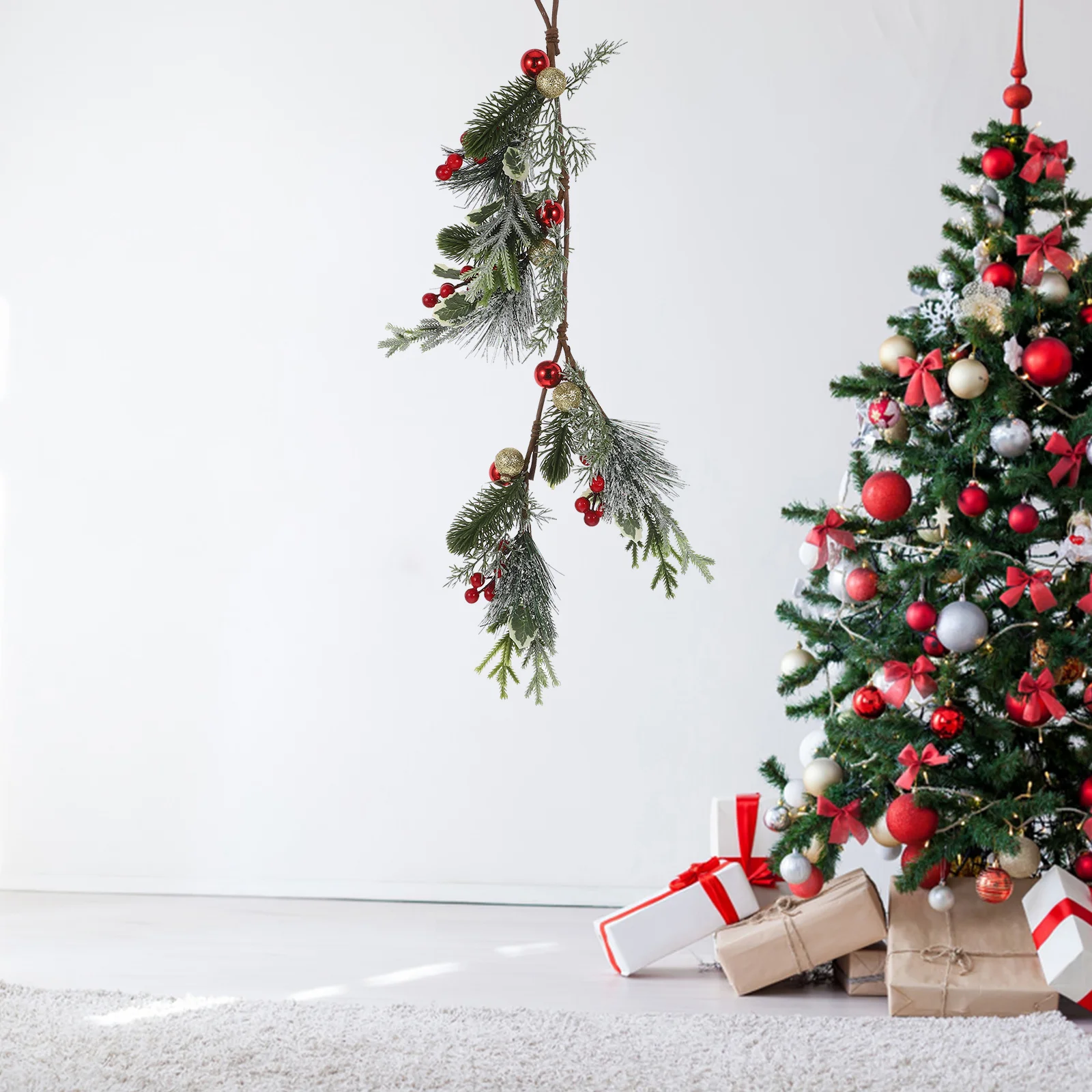 Artificial Christmas Teardrop Swag Wreath Front Door Hanging Garland Red Berries Gold Balls Winter Decor Home Entryway
Artificial Christmas Teardrop Swag Wreath Front Door Hanging Garland Red Berries Gold Balls Winter Decor Home Entryway