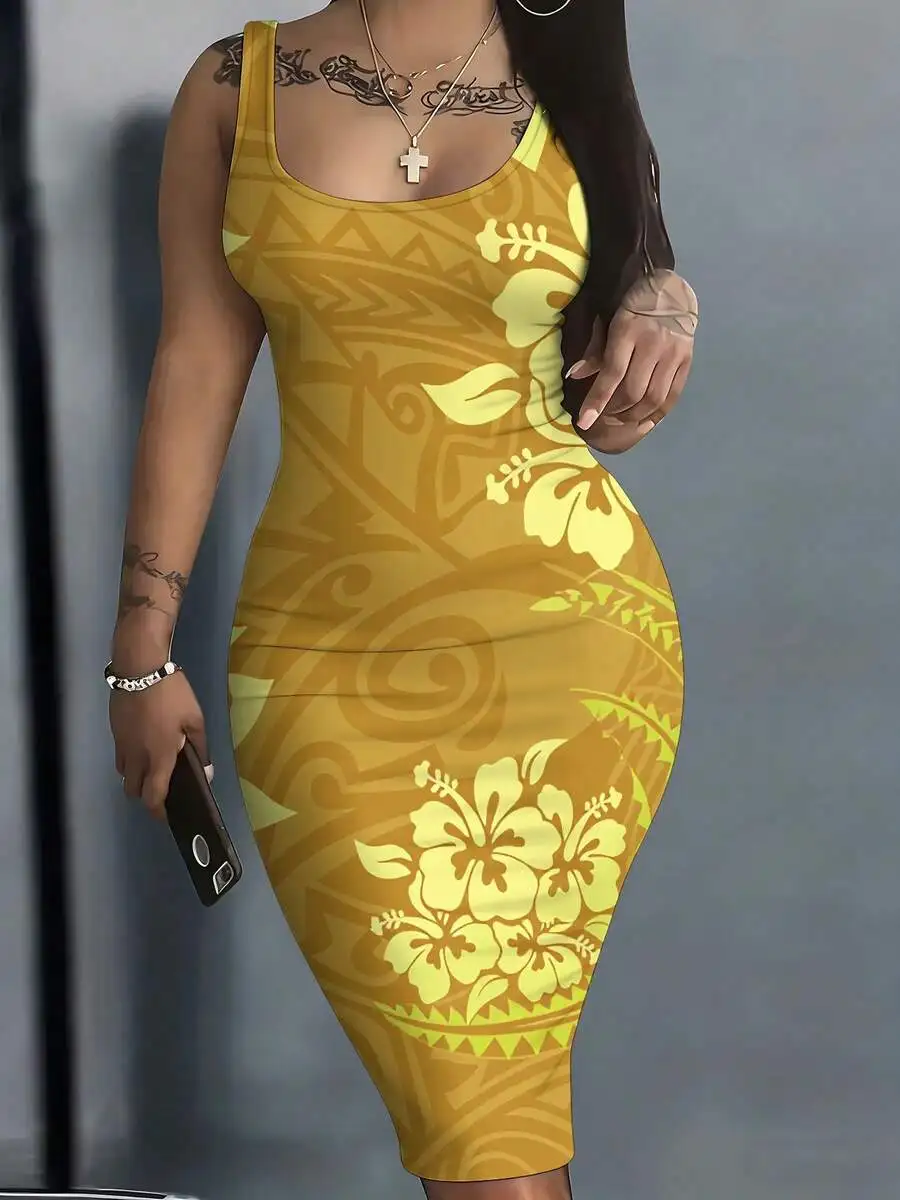 Tropical Floral Print Round Neck Sleeveless Bodycon Tank Dress Women Summer Beach Party Outfit
Tropical Floral Print Round Neck Sleeveless Bodycon Tank Dress Women Summer Beach Party Outfit