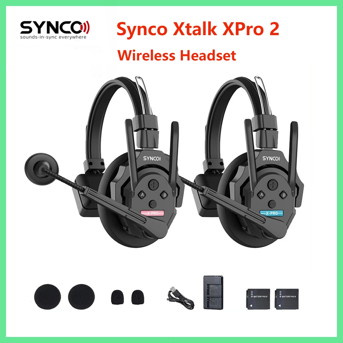 Synco Xtalk XPro 2 Full Duplex Wireless Intercom Headset System 2-Person Team,500m Operating Range Real-time Monitoring.
Synco Xtalk XPro 2 Full Duplex Wireless Intercom Headset System 2-Person Team,500m Operating Range Real-time Monitoring.