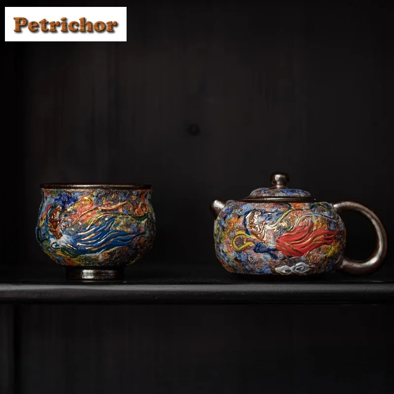 Colorful Rock Mineral Dunhuang Apsaras Teacup Traditional Tea Bowl Tea Pair Tea-tasting Smelling Cup Chazhan Master Cups Teapots 
Colorful Rock Mineral Dunhuang Apsaras Teacup Traditional Tea Bowl Tea Pair Tea-tasting Smelling Cup Chazhan Master Cups Teapots