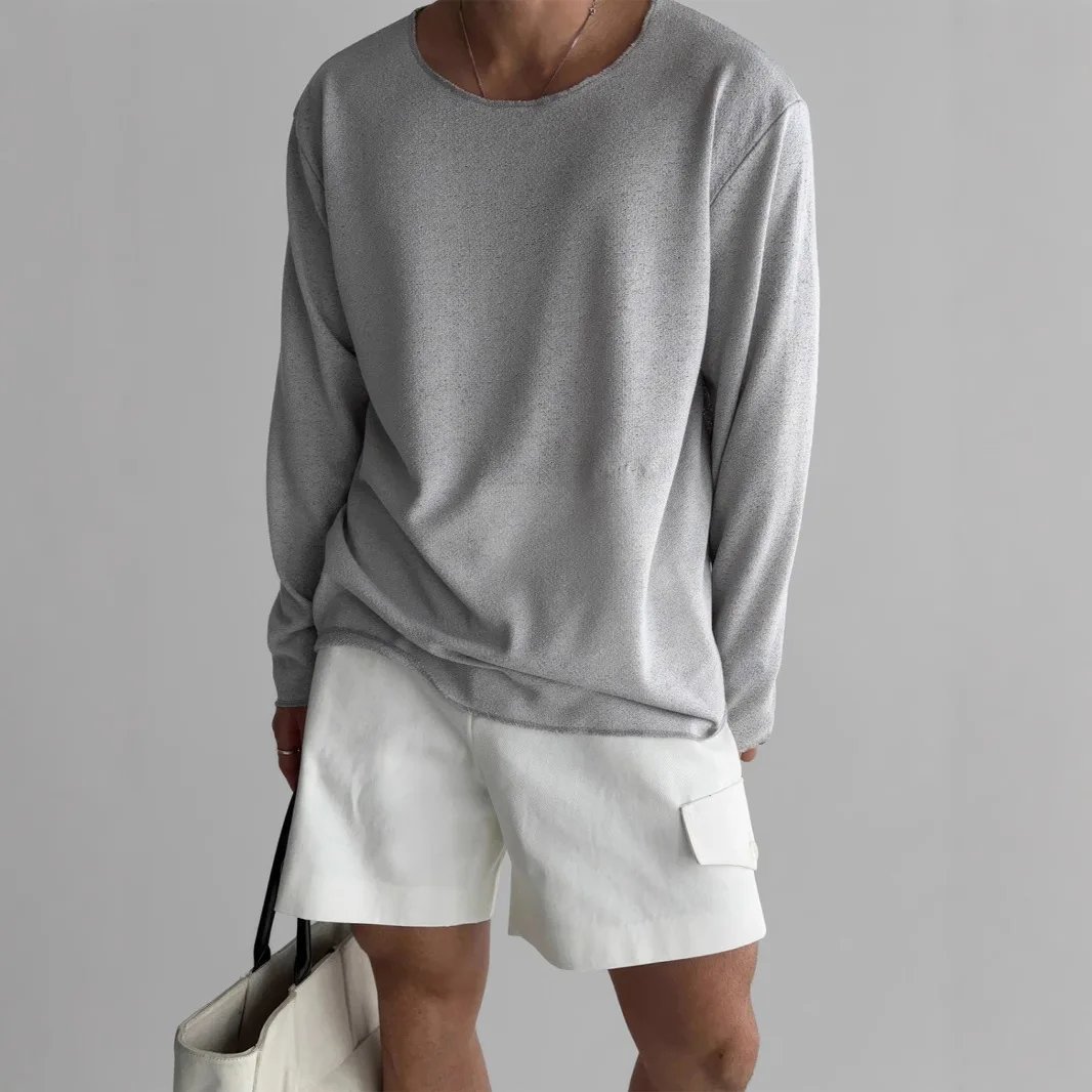 Cover-up Long-sleeved Knitted T-shirt for Men in Spring and Summer American Light Mature Style Casual Loose T-shirt
Cover-up Long-sleeved Knitted T-shirt for Men in Spring and Summer American Light Mature Style Casual Loose T-shirt