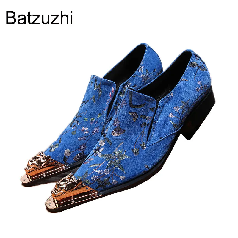 Batzuzhi Italian Type Blue Leather Business Shoes Leather Men's Dress Shoes Pointed Metal Toe Slip on Party and Wedding Zapatos
Batzuzhi Italian Type Blue Leather Business Shoes Leather Men's Dress Shoes Pointed Metal Toe Slip on Party and Wedding Zapatos