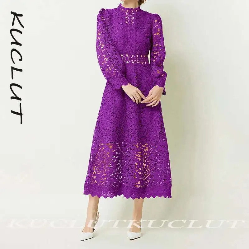 KUCLUT 2025 Fashion New Items Temperament Hollow Out Women's Dress Elegant Lace High Waist Long Sleeve Dresses Female K408
KUCLUT 2025 Fashion New Items Temperament Hollow Out Women's Dress Elegant Lace High Waist Long Sleeve Dresses Female K408