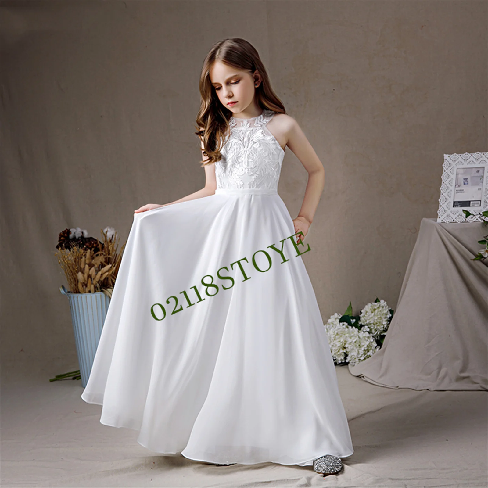 Halter Sleeveles Chiffon Flower Girl Dresses Lace Junior Bridesmaid Gown Concert Birthday Party First Communion
Halter Sleeveles Chiffon Flower Girl Dresses Lace Junior Bridesmaid Gown Concert Birthday Party First Communion