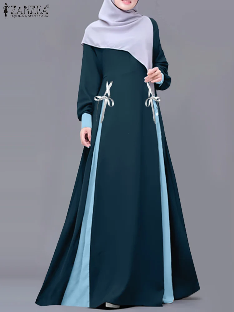 Women Spring Patchwork Maxi Dresses ZANZEA Muslim Abaya Dress Fashion Long Sleeve Lace Up Sundress Robe Femme IsIamic Vestidos
Women Spring Patchwork Maxi Dresses ZANZEA Muslim Abaya Dress Fashion Long Sleeve Lace Up Sundress Robe Femme IsIamic Vestidos