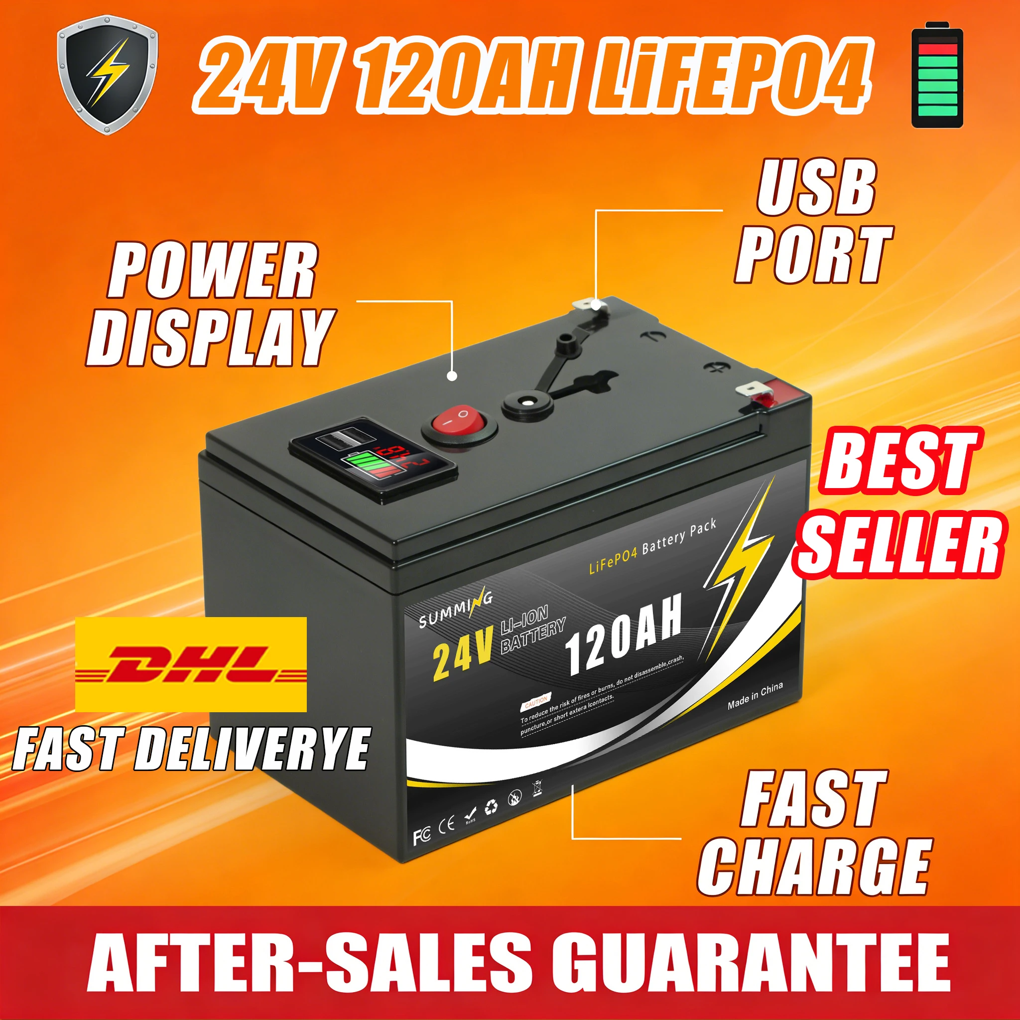 Lithium Battery 24V 120Ah LiFePO4 Solar⚡️Battery with Advanced Management System (BMS) for Solar Battery Backup Power&RVs☄️
Lithium Battery 24V 120Ah LiFePO4 Solar⚡️Battery with Advanced Management System (BMS) for Solar Battery Backup Power&RVs☄️