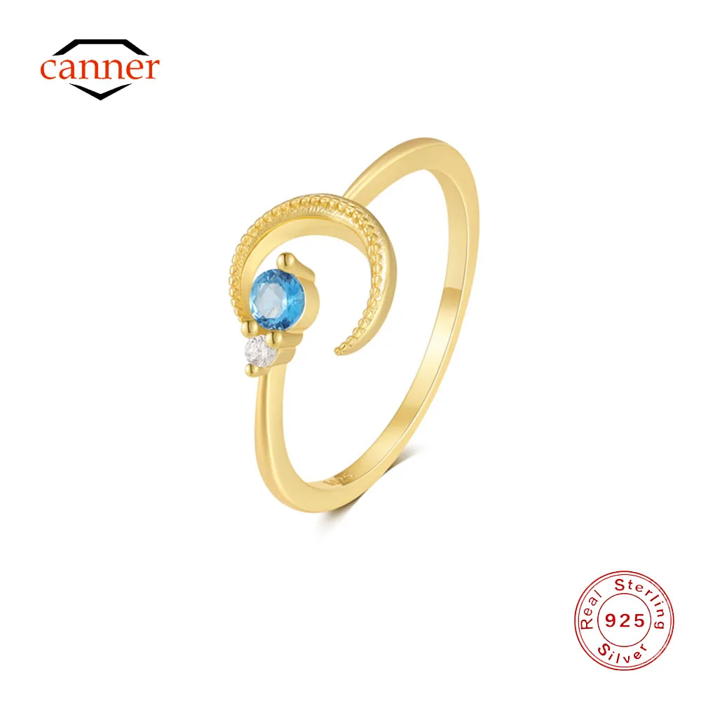 CANNER 925 Sterling Silver Crescent Blue Zircon Simple Open Ring For Women 18K Gold Ins Minimalist Ring Fine Jewelry Party Gift
CANNER 925 Sterling Silver Crescent Blue Zircon Simple Open Ring For Women 18K Gold Ins Minimalist Ring Fine Jewelry Party Gift