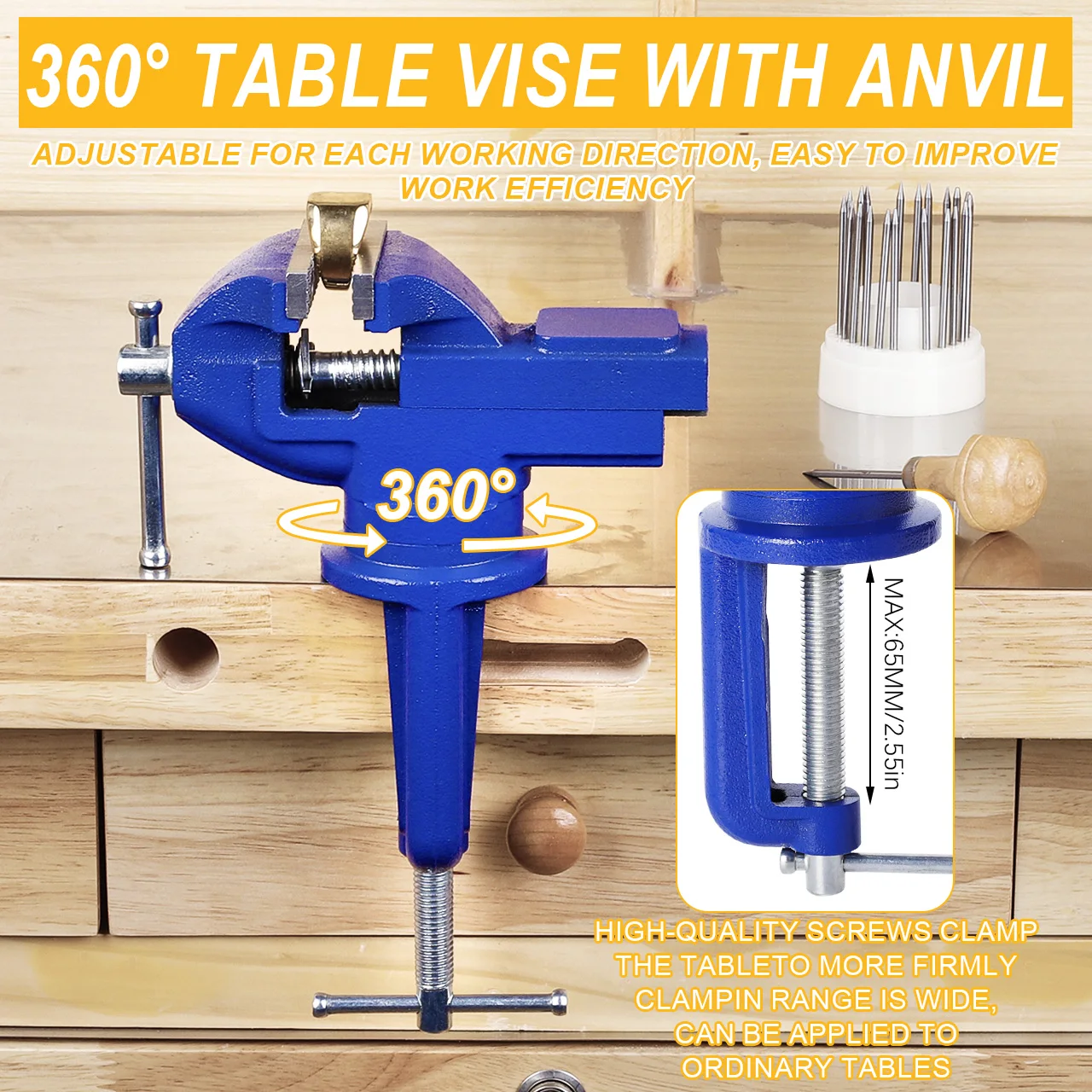 Heavy Duty Jewelry Bench Vise - Swivel Base Table Clamp, Precision Tool for Making, Repair & DIY Handicraft
Heavy Duty Jewelry Bench Vise - Swivel Base Table Clamp, Precision Tool for Making, Repair & DIY Handicraft