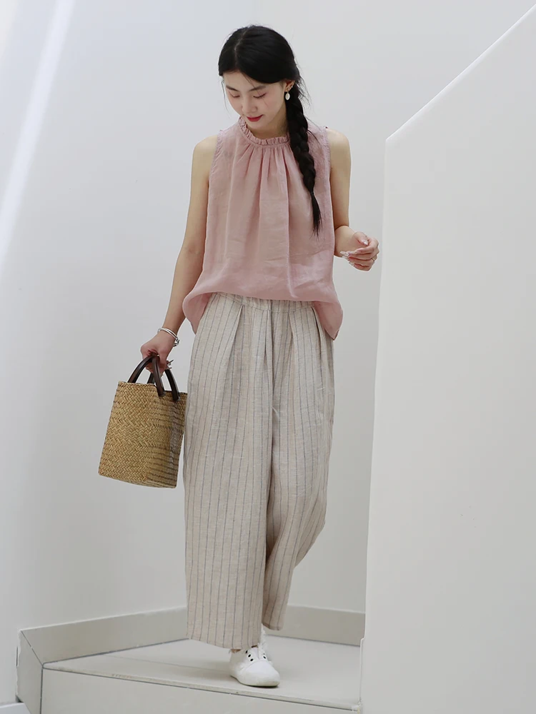 Muede Original Summer Striped Color Woven Linen Soft Lightweight Elastic Waist Loose Nine Points Cabbage Pants Harlan Pants
Muede Original Summer Striped Color Woven Linen Soft Lightweight Elastic Waist Loose Nine Points Cabbage Pants Harlan Pants