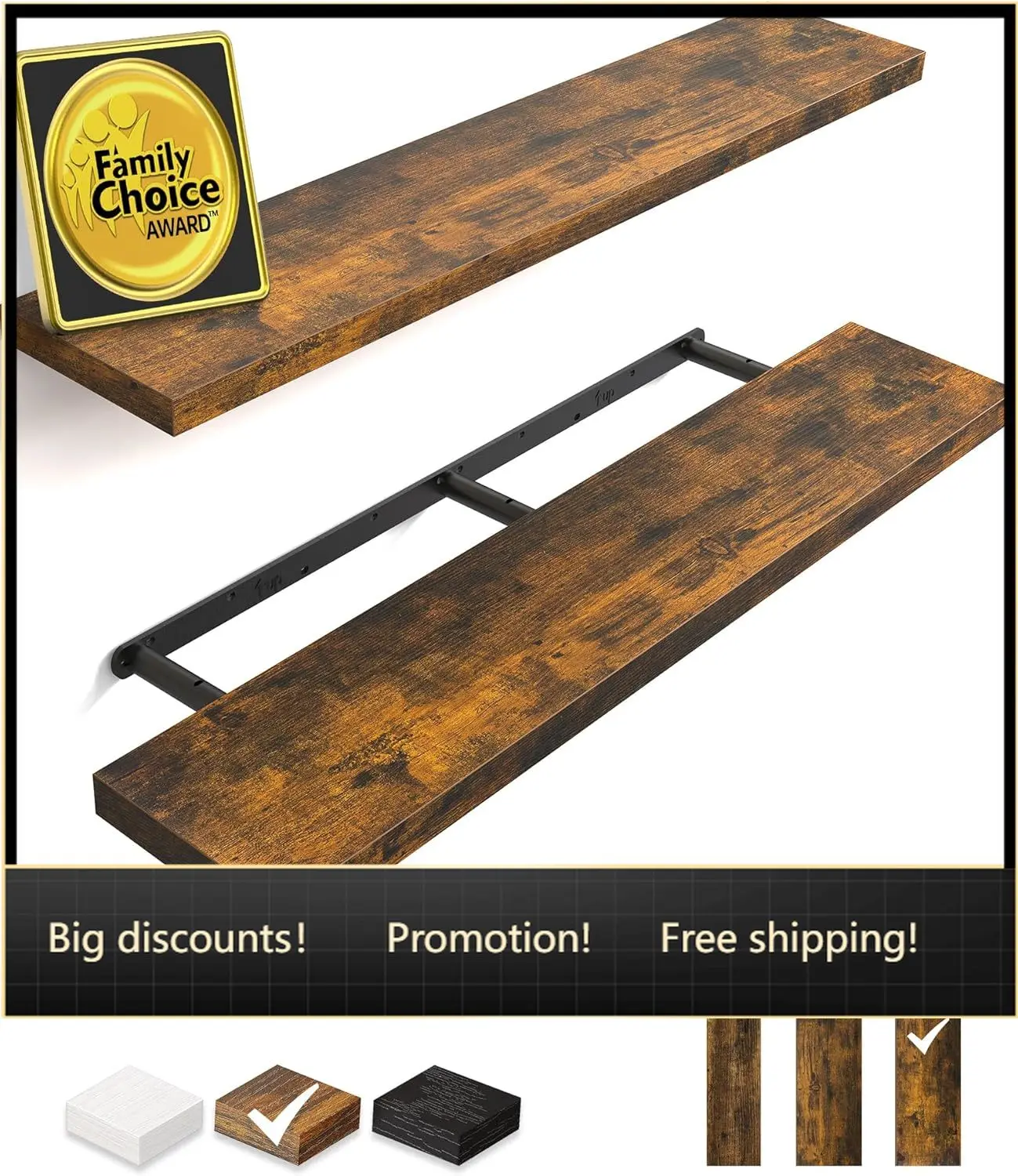 Floating Shelves, 48 inches Long Wall Mounted Rustic Wood Shelves for Bathroom, Bedroom, Living Room, Kitchen, Office, Hanging
Floating Shelves, 48 inches Long Wall Mounted Rustic Wood Shelves for Bathroom, Bedroom, Living Room, Kitchen, Office, Hanging