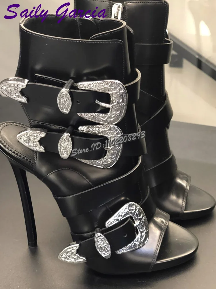 Retro Silver Belt Buckle Roman Sandals Black Round Toe Side Zipper High Heels 2025 Summer New Women Stilettos Gladiator Shoes
Retro Silver Belt Buckle Roman Sandals Black Round Toe Side Zipper High Heels 2025 Summer New Women Stilettos Gladiator Shoes