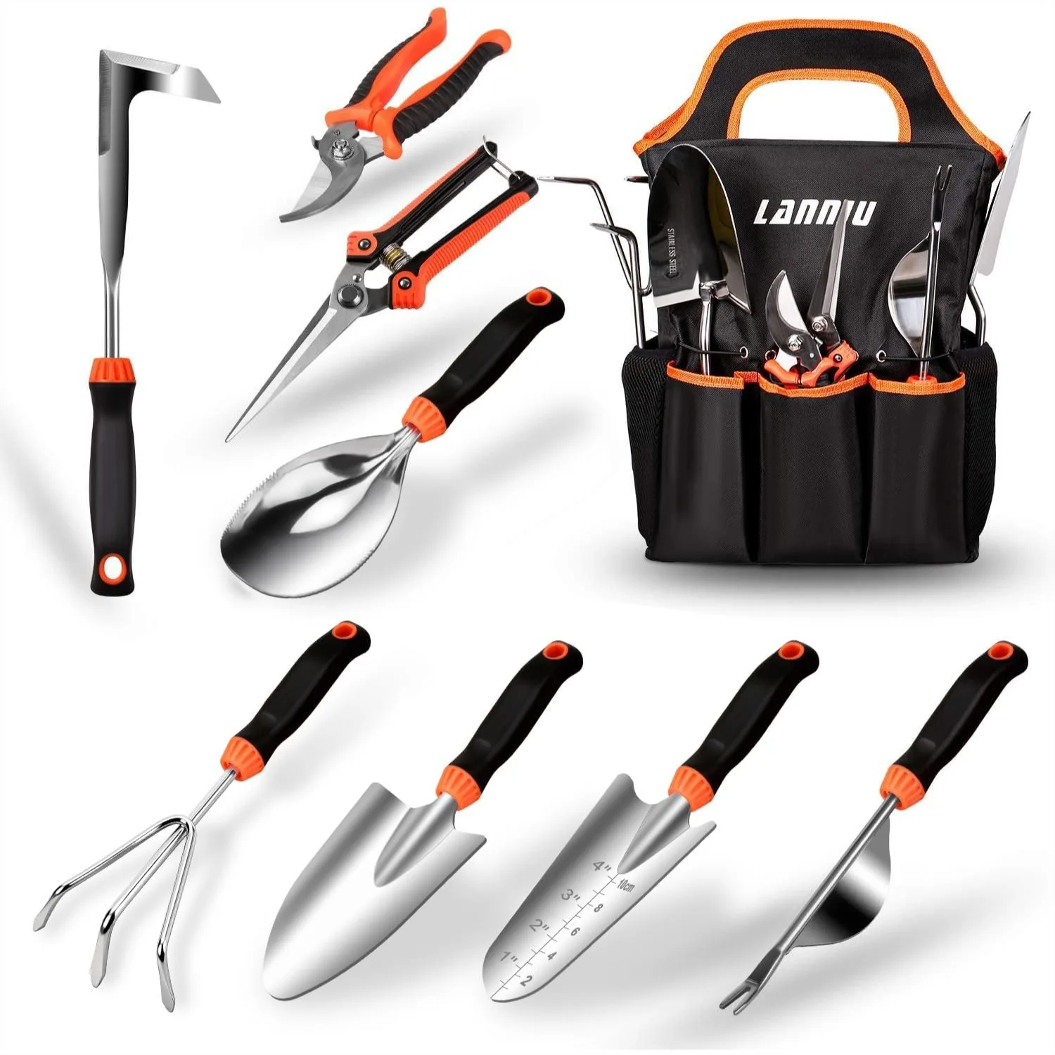 9 Piece Garden Tool Set - Heavy Duty Stainless Steel Hand Tools with Ergonomic Non-Slip Rubber Handles, Pruning Shears, Trowel &
9 Piece Garden Tool Set - Heavy Duty Stainless Steel Hand Tools with Ergonomic Non-Slip Rubber Handles, Pruning Shears, Trowel &